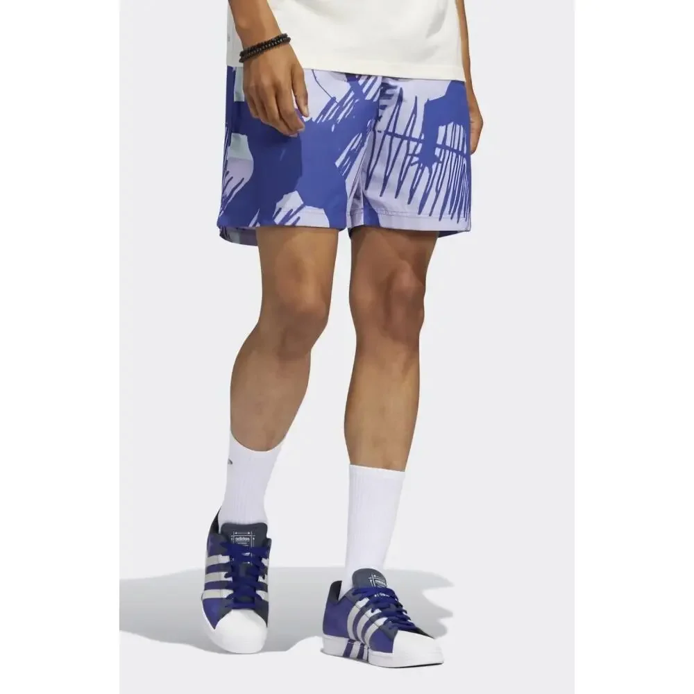 adidas Originals Adiplay Allover  Summer Shorts Unlined purple zip pocket S _